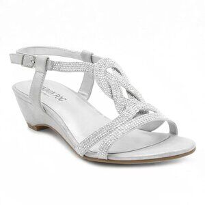 London Fog Macey Women's Demi-Wedge Dress Sandals, Size: 8, Silver